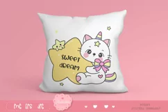Cute cat cartoon hug star kawaii clipart fairytale kitten Product Image 3