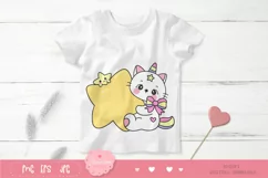Cute cat cartoon hug star kawaii clipart fairytale kitten Product Image 5