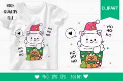 Christmas cats clipart in xmas sock kawaii animals png Product Image 1