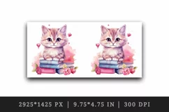 Cute cat kitty kitten books pink sparkle flowers reading back to school 20oz tumbler skinny mug wrap clipart t-shirt sublimation printable design