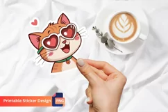 Cute Cat Lover Emoji Sticker, Adorable Baby Cat Sticker Product Image 1