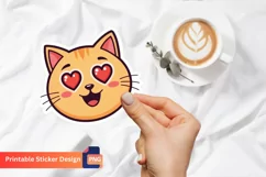 Cute Cat Lover Emoji Sticker, Adorable Baby Cat Sticker Product Image 1
