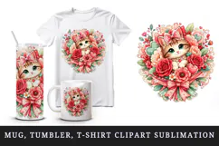Cute cat tumbler, mug wrap, clipart sublimation design Product Image 1