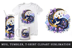 Cute cat tumbler, mug wrap, clipart sublimation design Product Image 1