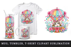 Cute cat tumbler, mug wrap, clipart sublimation design Product Image 1