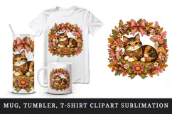 Cute cat tumbler, mug wrap, clipart sublimation design Product Image 1