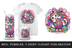 Cute cat tumbler, mug wrap, clipart sublimation design Product Image 1