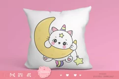 Cute cat cartoon on moon kawaii clipart fairytale kitten Product Image 4