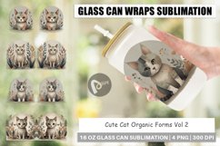 Glass Can Wraps Cute Cat and Organic Forms Product Image 1
