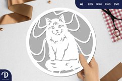 Cute Cat with Motif for Round Papercut Product Image 1