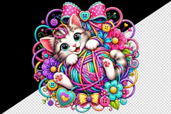 Cute cat tumbler, mug wrap, clipart sublimation design Product Image 2