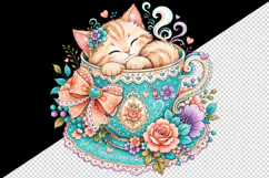Cute cat tumbler, mug wrap, clipart sublimation design Product Image 2