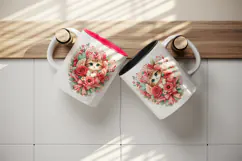Cute cat tumbler, mug wrap, clipart sublimation design Product Image 3