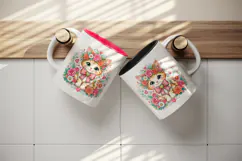 Cute cat tumbler, mug wrap, clipart sublimation design Product Image 3