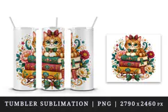 Cute cat tumbler, mug wrap, clipart sublimation design Product Image 4