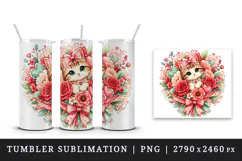 Cute cat tumbler, mug wrap, clipart sublimation design Product Image 4