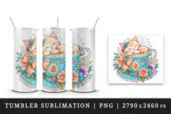 Cute cat tumbler, mug wrap, clipart sublimation design Product Image 4
