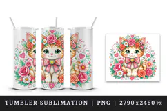Cute cat tumbler, mug wrap, clipart sublimation design Product Image 4