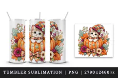 Cute cat tumbler, mug wrap, clipart sublimation design Product Image 4