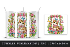 Cute cat tumbler, mug wrap, clipart sublimation design Product Image 4