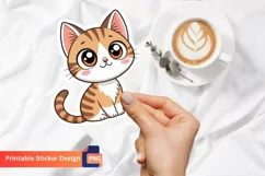 Cute Cat Emoji Sticker, Baby Cat Sticker, Adorable Sticker Product Image 1