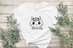 Floral cat svg, cat svg, cat outline svg, cute cat svg
