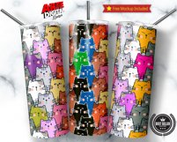 Cute Cats 20oz Skinny Tumbler Design| Cute Cats Tumbler Wrap Product Image 2
