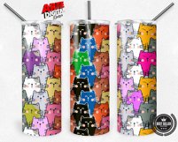 Cute Cats 20oz Skinny Tumbler Design| Cute Cats Tumbler Wrap Product Image 4