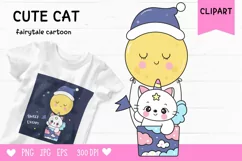 Cute unicorn cat on moon balloon kawaii animals sweet dream Product Image 1