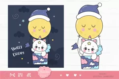 Cute unicorn cat on moon balloon kawaii animals sweet dream Product Image 2