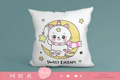 Cat unicorn on moon with star kawaii cliparts baby kitten Product Image 3