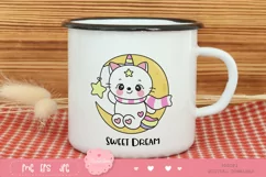Cat unicorn on moon with star kawaii cliparts baby kitten Product Image 5