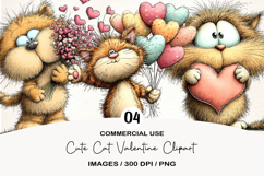 Cute Cat Valentine Clipart Product Image 1