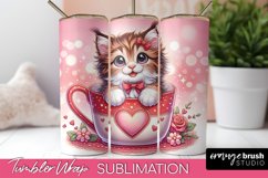 Cute Cat Valentine Tumbler - Skinny Tumbler Wrap Sublimation