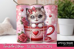 Cute Cat Valentine Tumbler Sublimation - Valentines Day Wrap