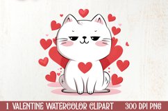 Cute Cat Valentines Day Clipart, Valentines Clipart Product Image 1