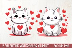 Cute Cat Valentines Day Clipart, Valentines Clipart Product Image 1