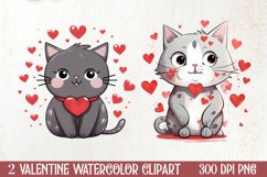 Cute Cat Valentines Day Clipart, Valentines Clipart Product Image 1