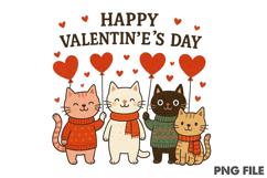 Cute Cat Valentines Day PNG Product Image 1