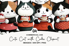 Cute Cat with Cake Clipart Sublimation Product Image 1