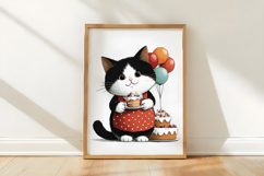 Cute Cat with Cake Clipart Sublimation Product Image 3