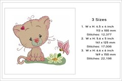 Cute Cat With Daisy Embroidery Design Product Image 2