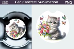 Cat Flowers Car Coaster | Cute Kitty Coaster | Car Coaster Product Image 1