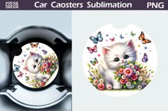 Cat Flowers Car Coaster | Cute Kitty Coaster | Car Coaster Product Image 1