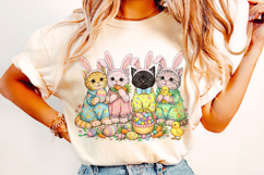 Cats Easter PNG, Bunny Easter PNG, Happy Easter PNG Product Image 4
