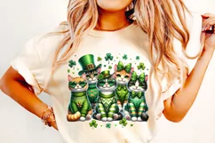 St Patrick's Day Cat PNG, Cat Lover PNG, Shamrock PNG Product Image 1