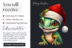 Cute Chameleon, Christmas Animals PNG for Sublimation Product Image 2