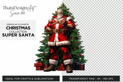 Super Santa Claus Clipart, Christmas PNG Sublimation V1 Product Image 1