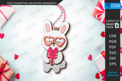 Valentine Ornament Laser Cut|Cute Animals SVG|Greeting Cards Product Image 1