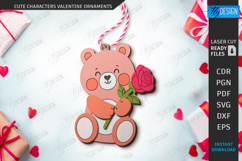 Valentine Ornaments with Cute Animals Laser Cut Bundle | CNC Product Image 9